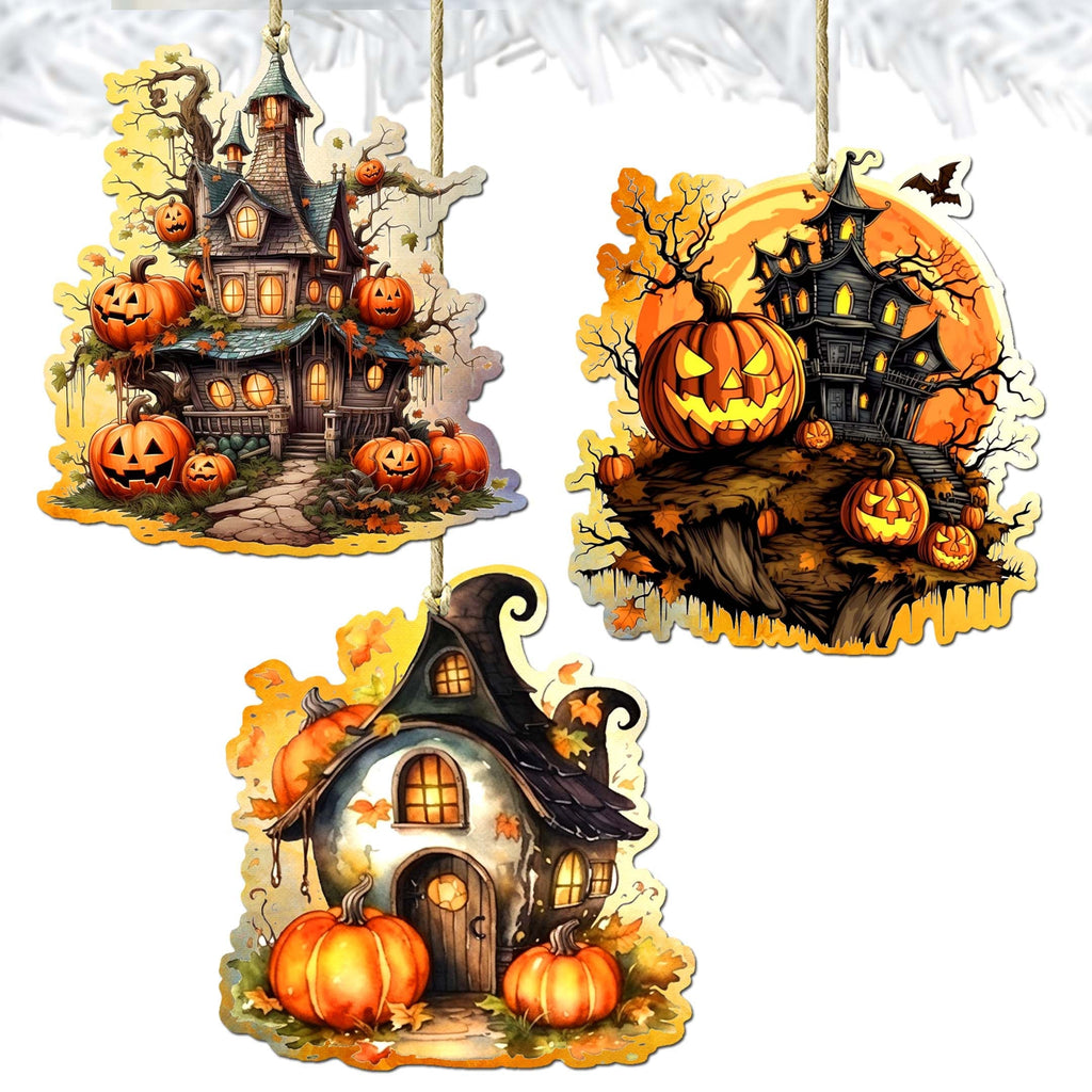 Spooky G. DeBrekht Haunted Houses Wood Decor Set