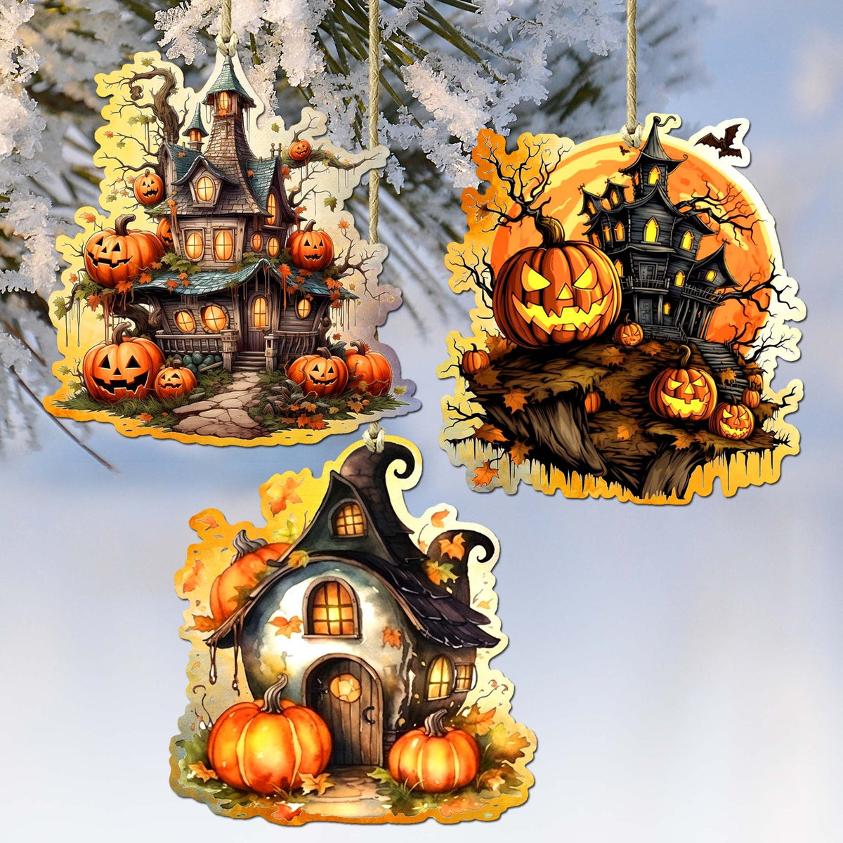 Spooky G. DeBrekht Haunted Houses Wood Decor Set