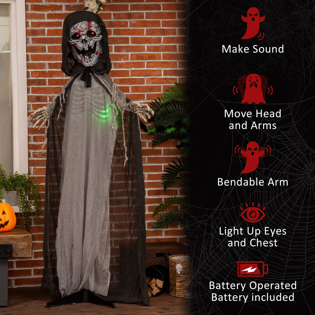 74" Animated Skeleton Witch of the Haunted Hollow
