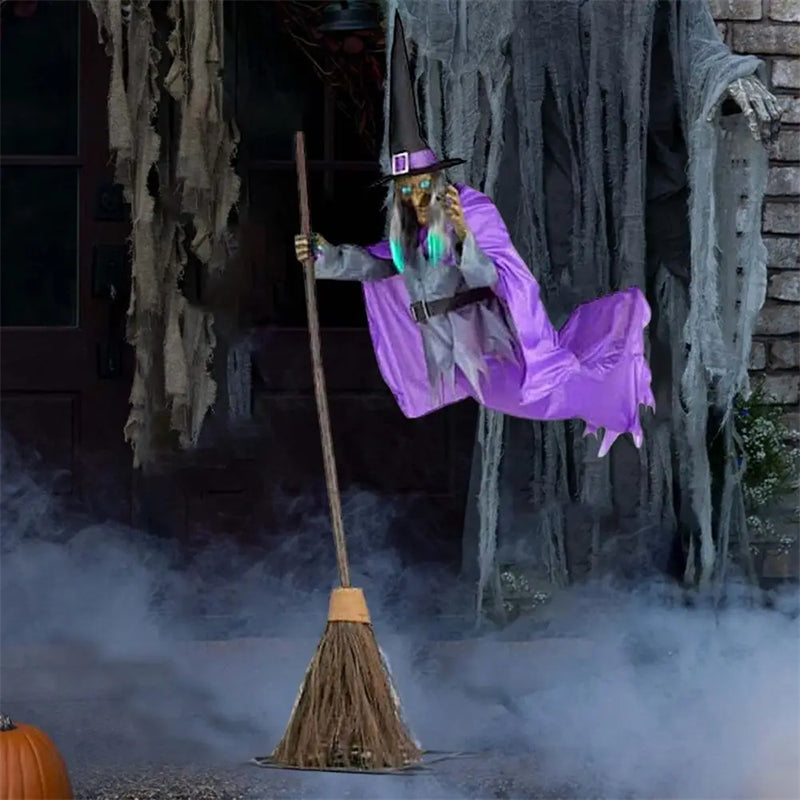 Spooky Hanging "Flying Witch" Talking Animatronic