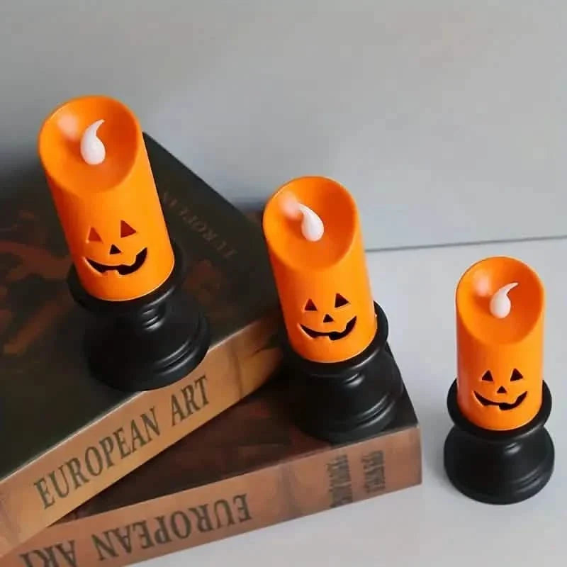 Spooky LED Pumpkin Chandelier Candles (12-Piece Set)
