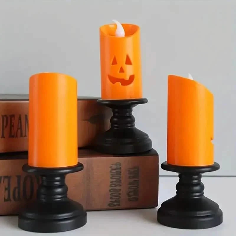 Spooky LED Pumpkin Chandelier Candles (12-Piece Set)