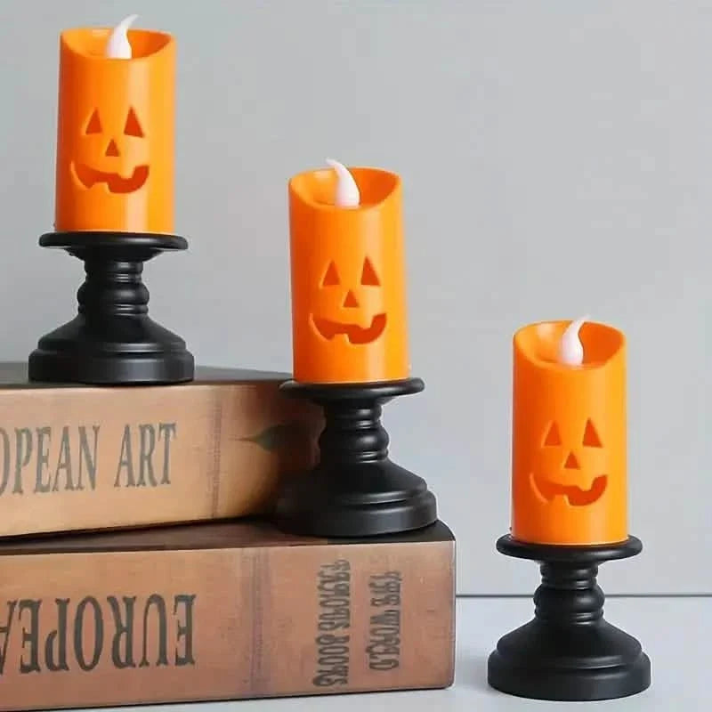 Spooky LED Pumpkin Chandelier Candles (12-Piece Set)