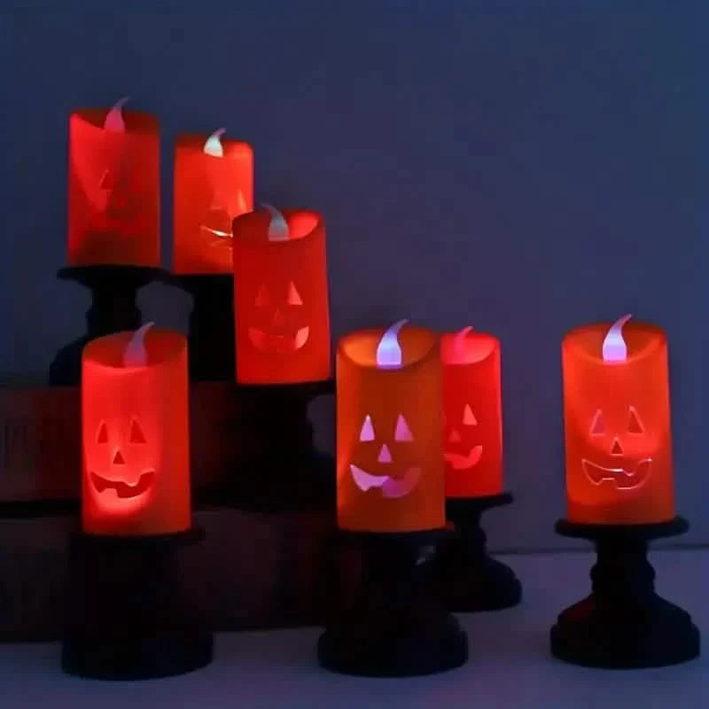 Spooky LED Pumpkin Chandelier Candles (12-Piece Set)