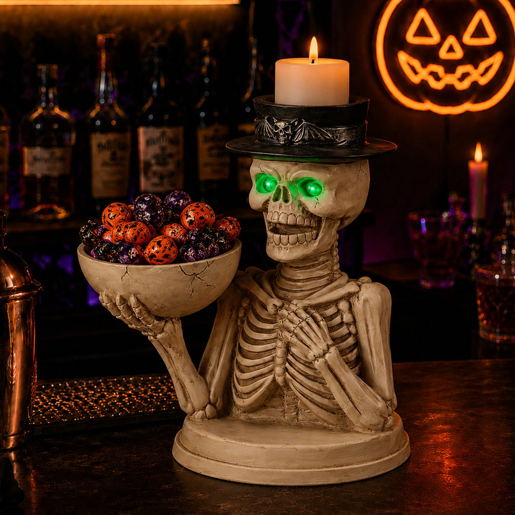 Spooky Skeleton Candy Bowl & Candle Holder