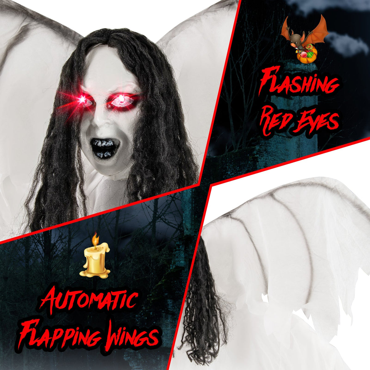 Spooky 6.6ft Towering Archangel of Death Animatronic