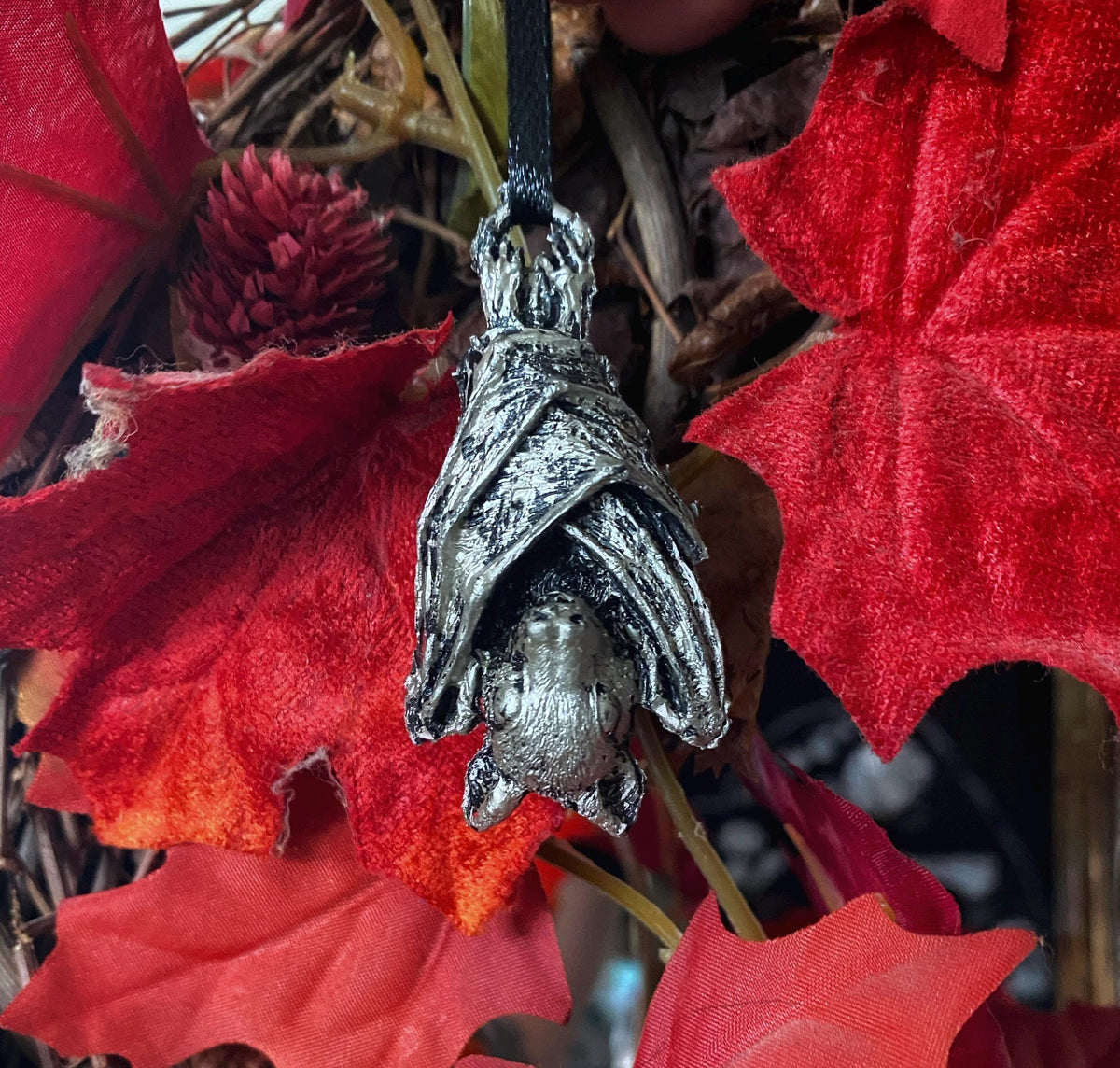 Spooky Hanging Fruit Bat Resin Sculpture