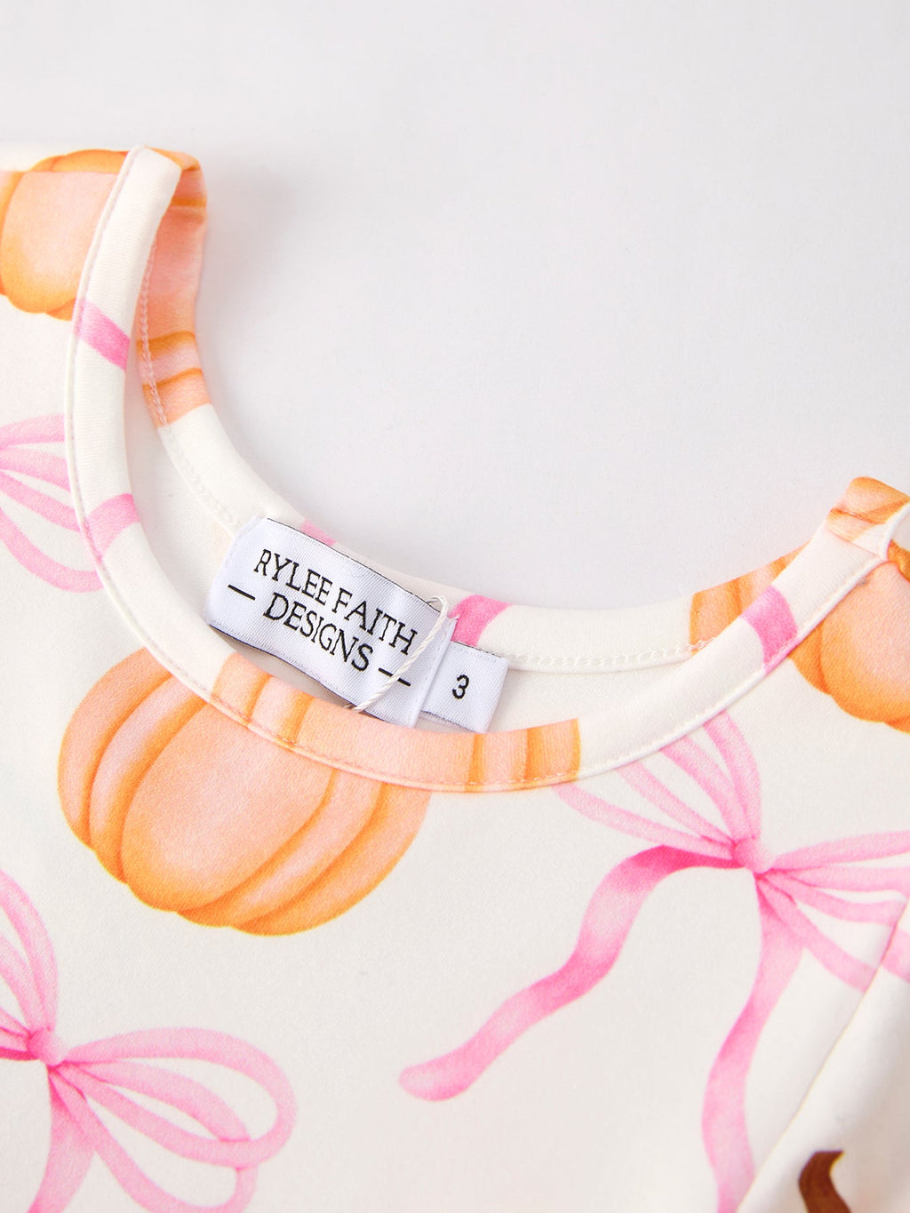 Pumpkin Bow Print Long Sleeve Dress