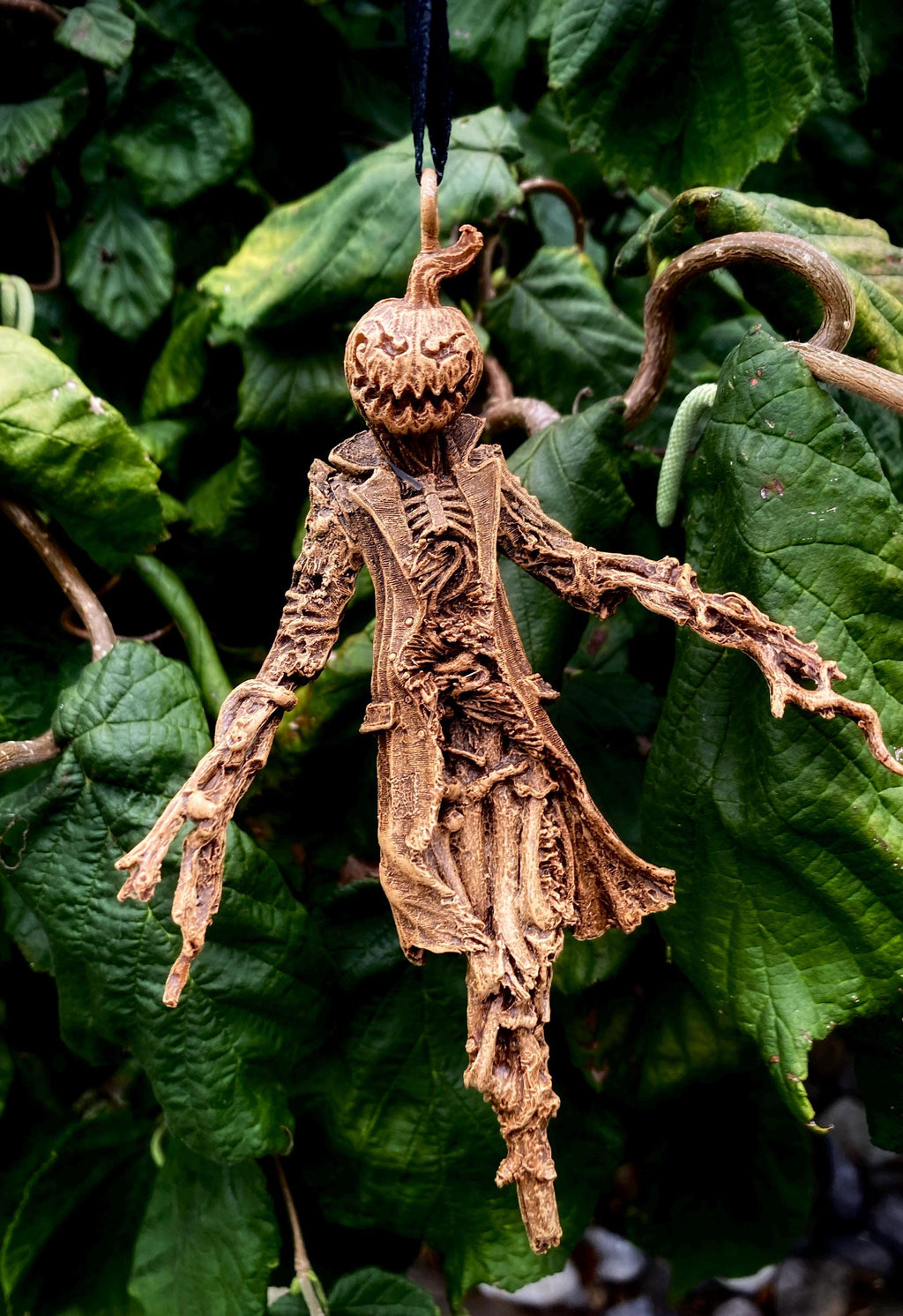 Spooky "Jack O' Lantern" Scarecrow Resin Sculpture