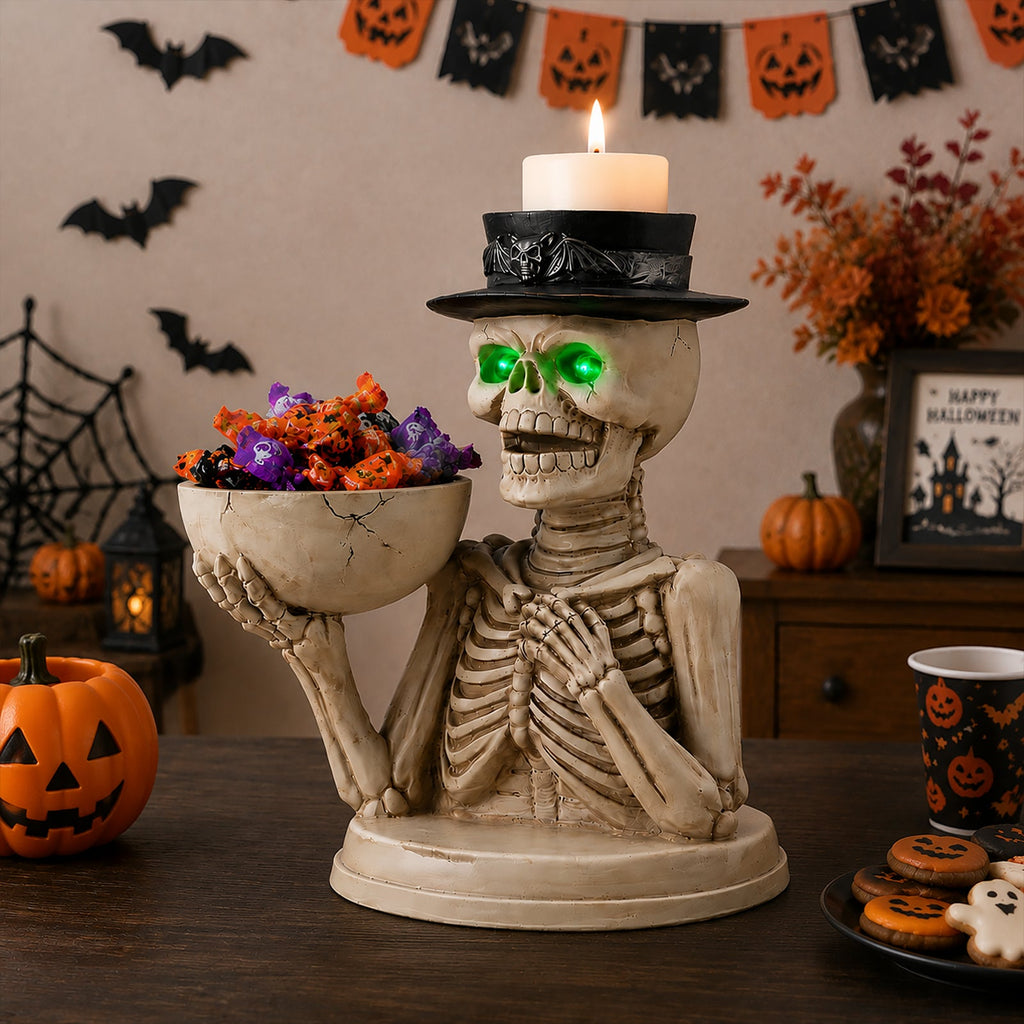 Spooky Skeleton Candy Bowl & Candle Holder