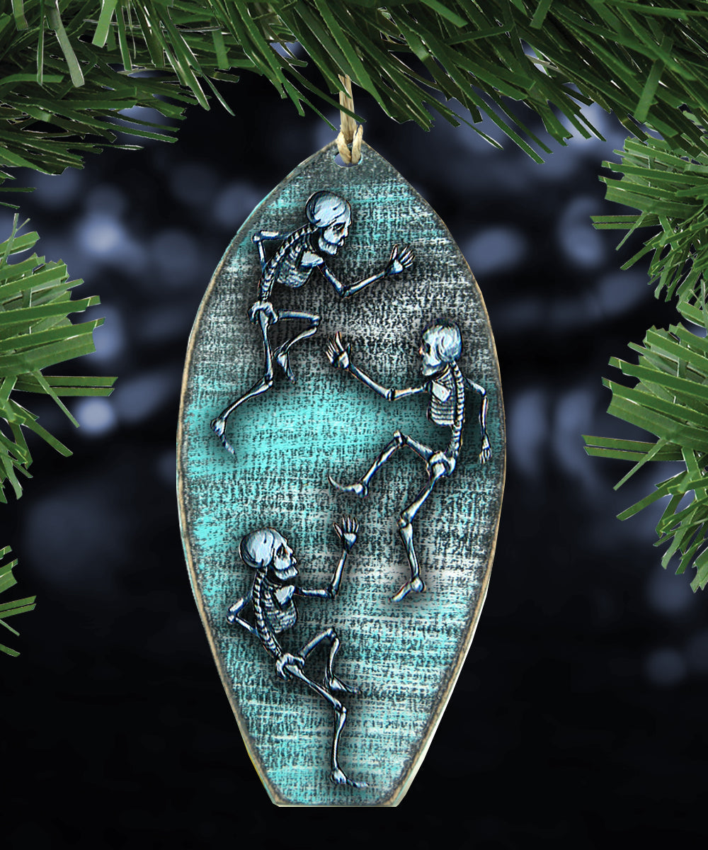 Spooky G. DeBrekht "Skeletons Surfboard" Wooden Decor