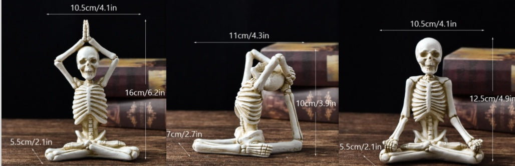 Spooky "Zen Mode" Yoga Skeleton Desktop Decor