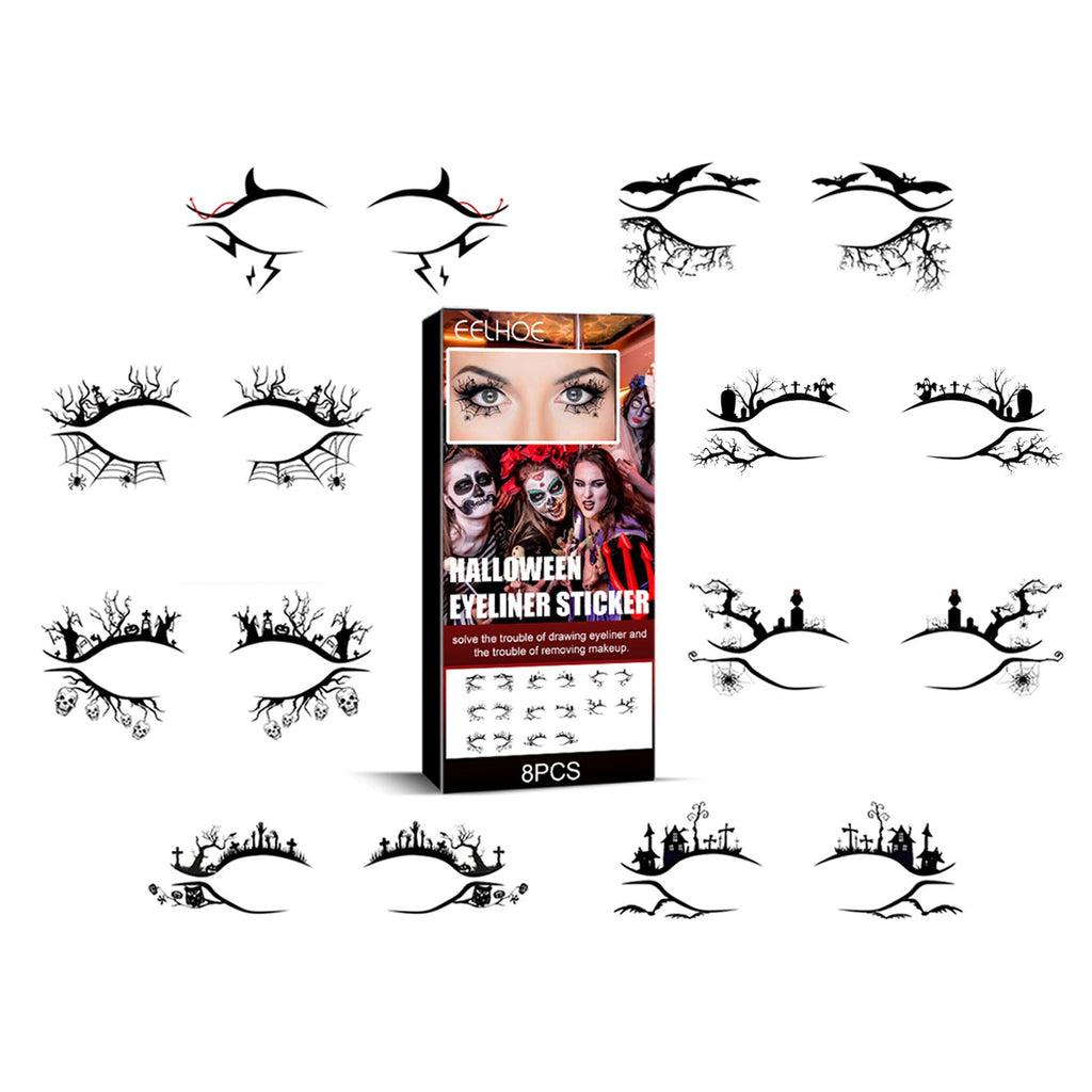 Spooky Bat & Spider Web Eyeliner Stickers