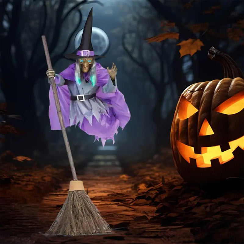 Spooky Hanging "Flying Witch" Talking Animatronic