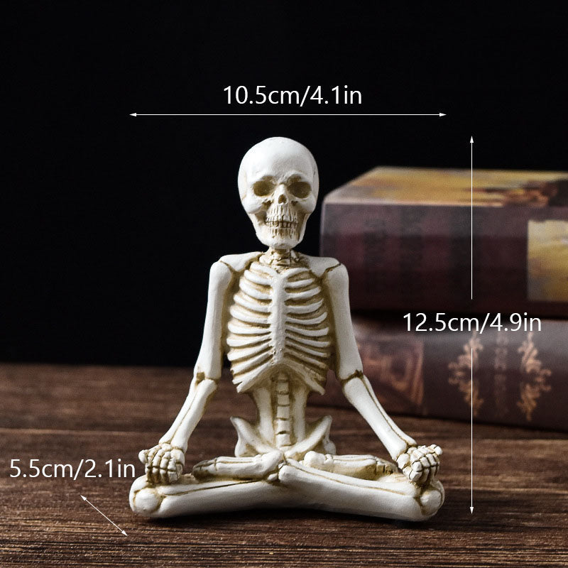 Spooky "Zen Mode" Yoga Skeleton Desktop Decor