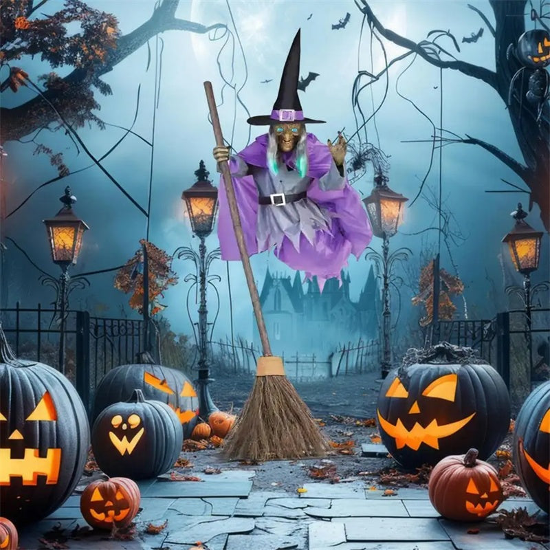 Spooky Hanging "Flying Witch" Talking Animatronic