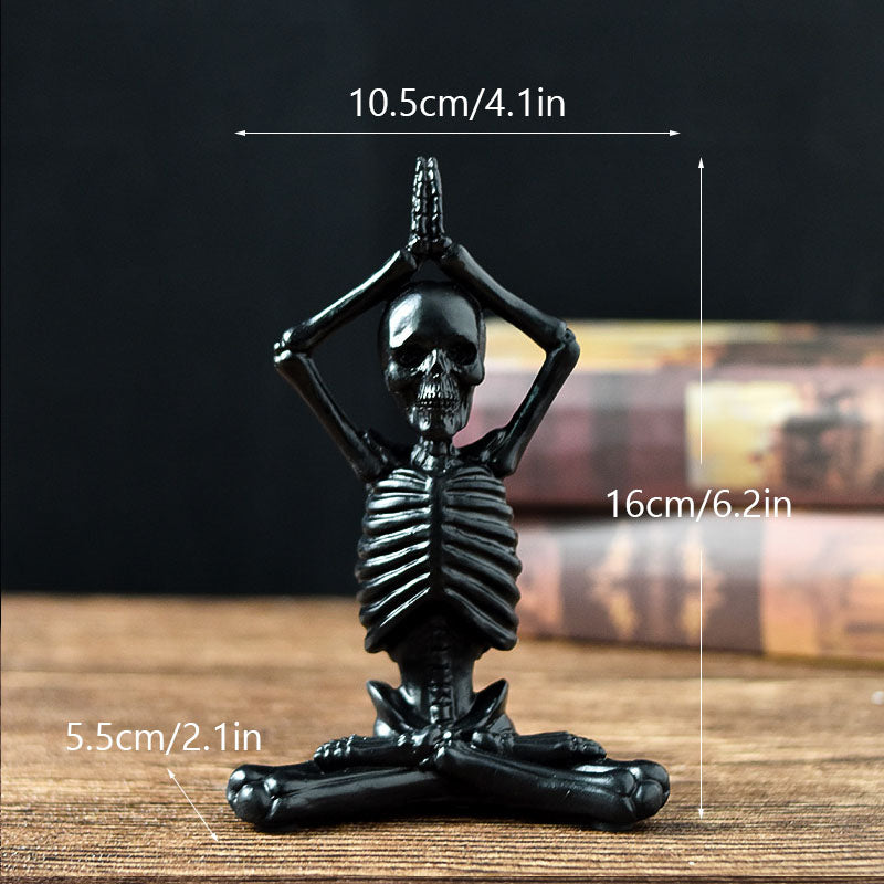 Spooky "Zen Mode" Yoga Skeleton Desktop Decor