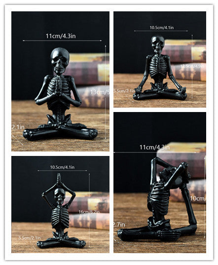 Spooky "Zen Mode" Yoga Skeleton Desktop Decor