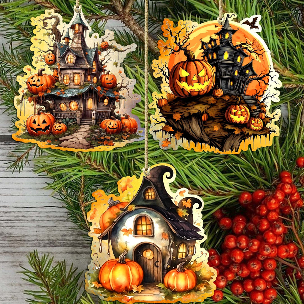 Spooky G. DeBrekht Haunted Houses Wood Decor Set