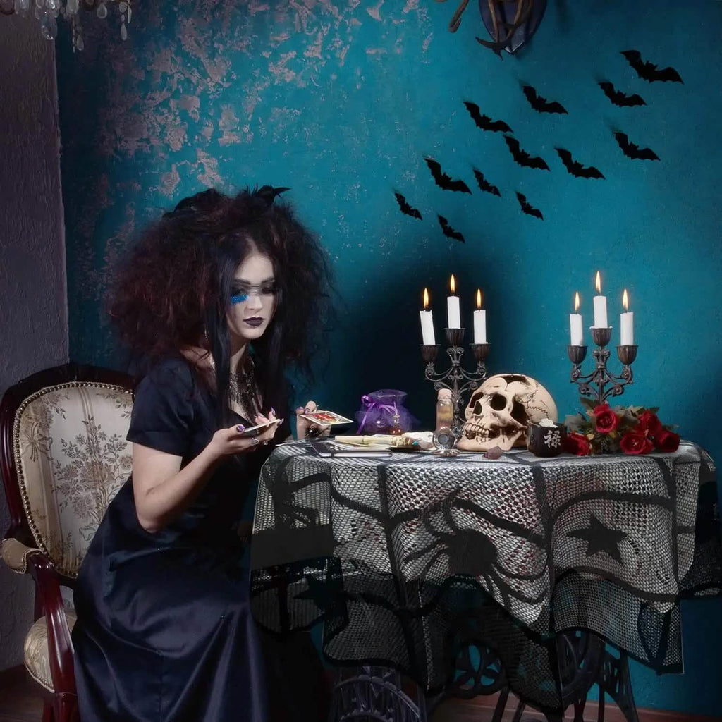 Spooky Halloween Black Lace Decor Kit (36-Piece Set)