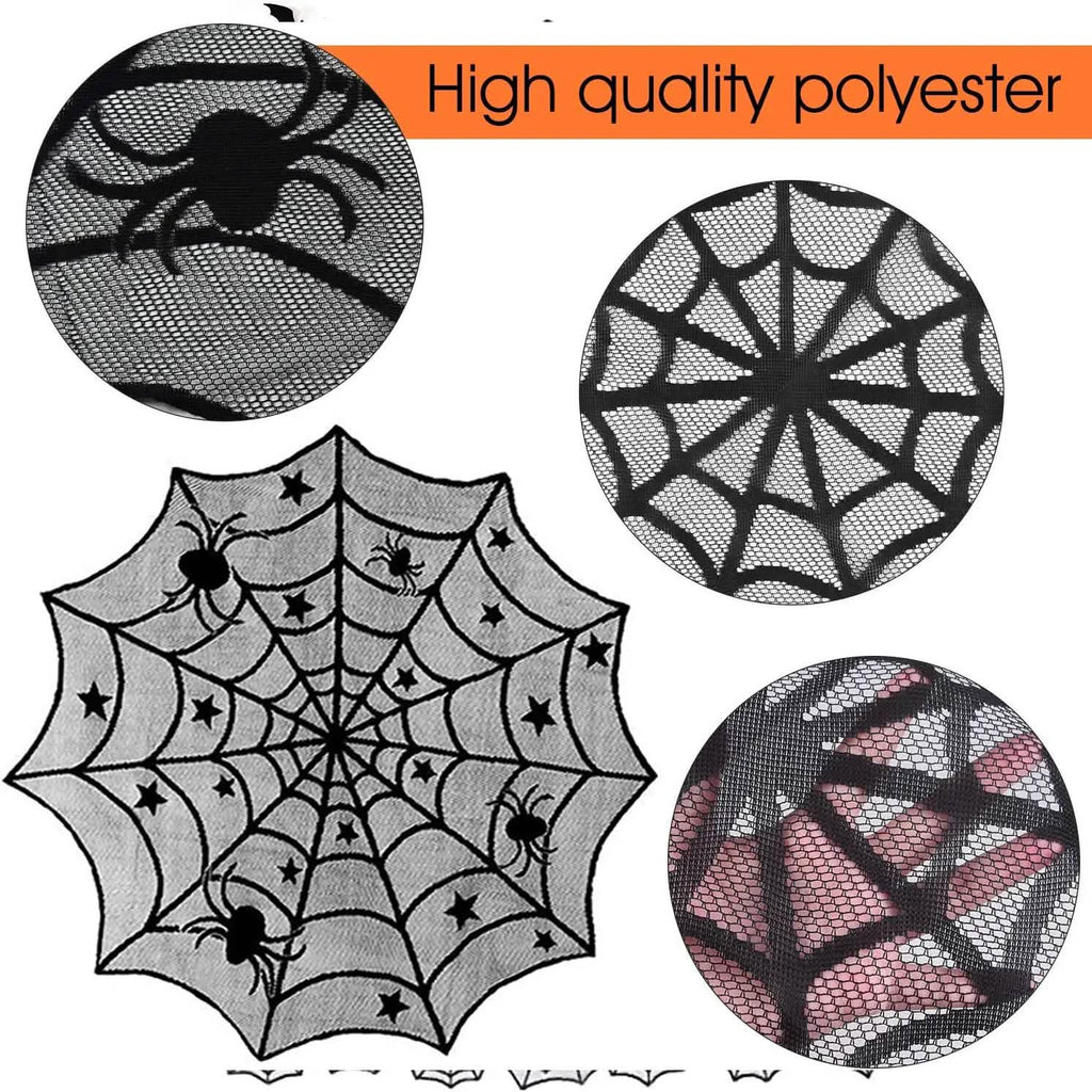 Spooky Halloween Black Lace Decor Kit (36-Piece Set)