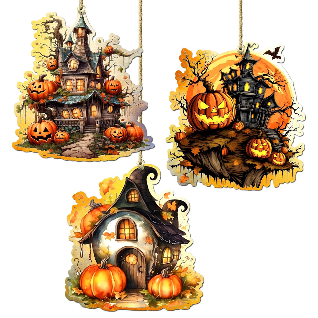 Spooky G. DeBrekht Haunted Houses Wood Decor Set