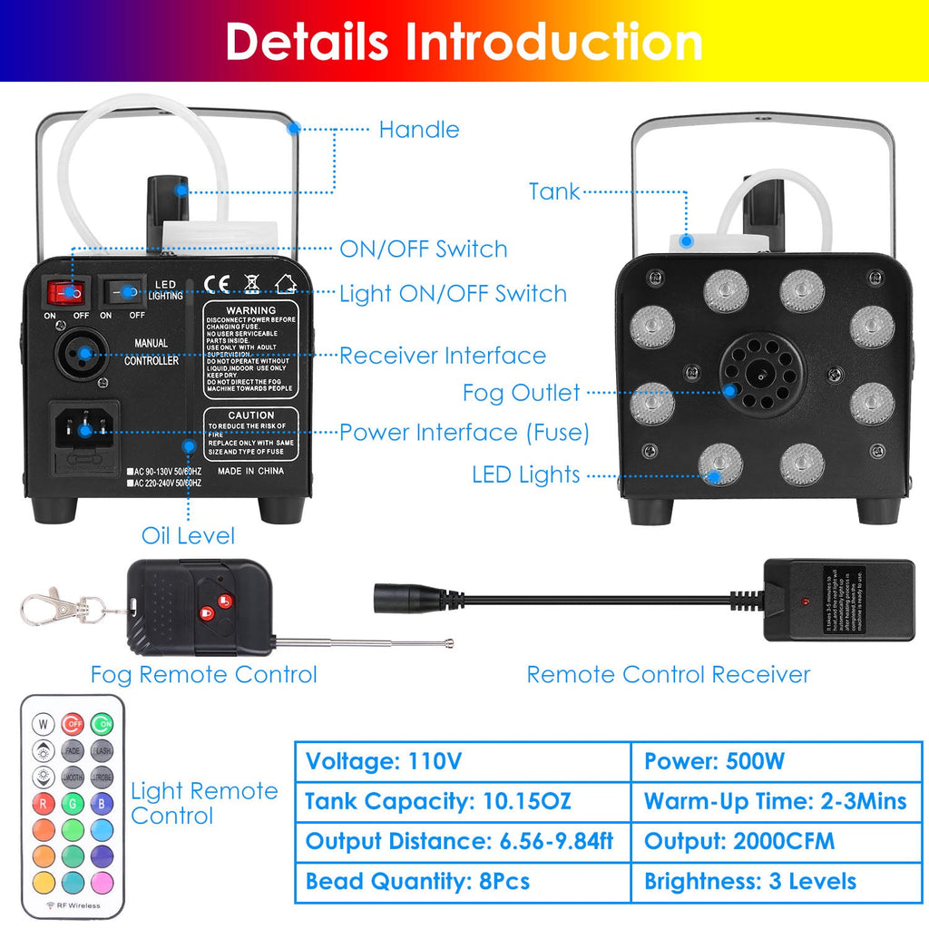LED Colorful Fog Machine (500W)