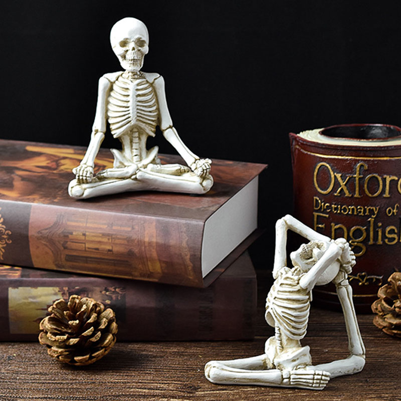 Spooky "Zen Mode" Yoga Skeleton Desktop Decor