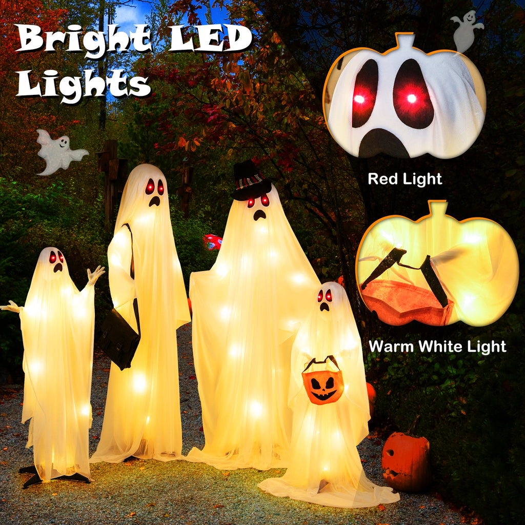 Light-Up White Cloth Ghost Family (4-Piece Set)