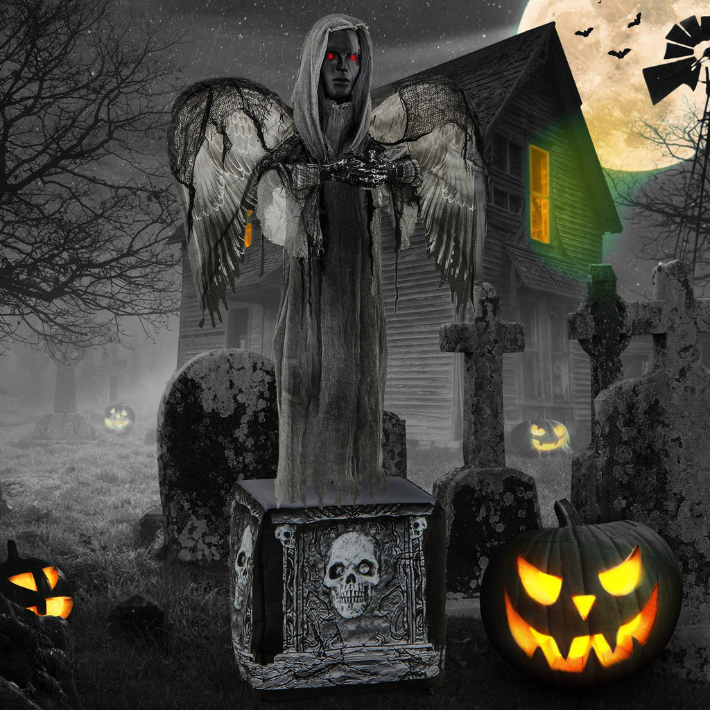 Spooky 5.5ft Grave-Rising Dark Angel Animatronic