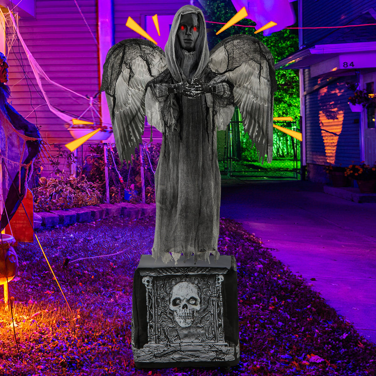 Spooky 5.5ft Grave-Rising Dark Angel Animatronic