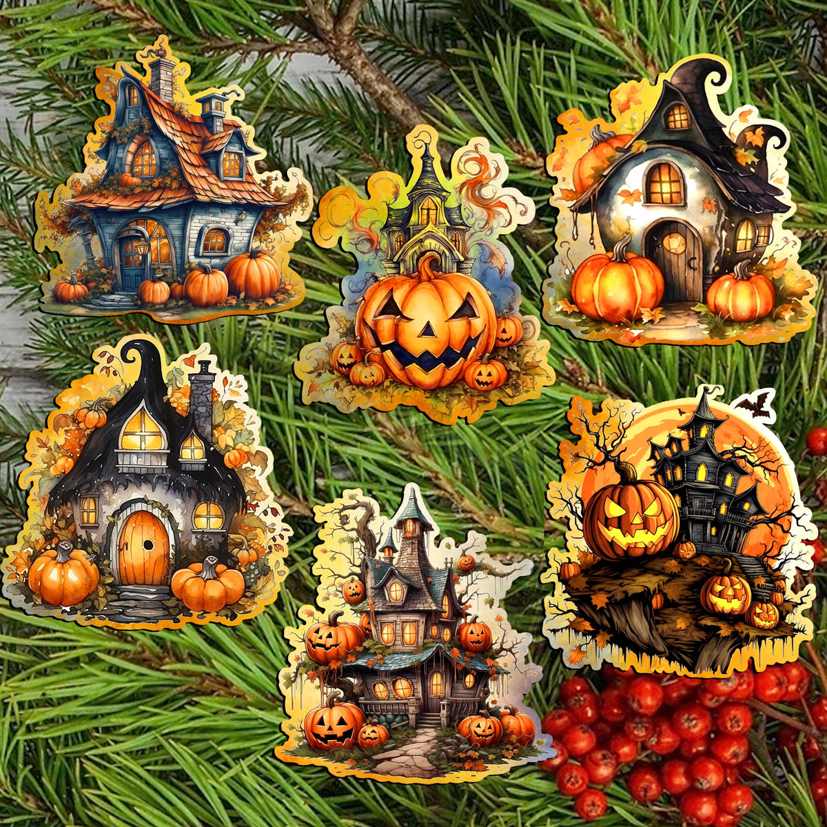 Spooky G. DeBrekht "Haunted Houses" Clip-On Wood Art Set