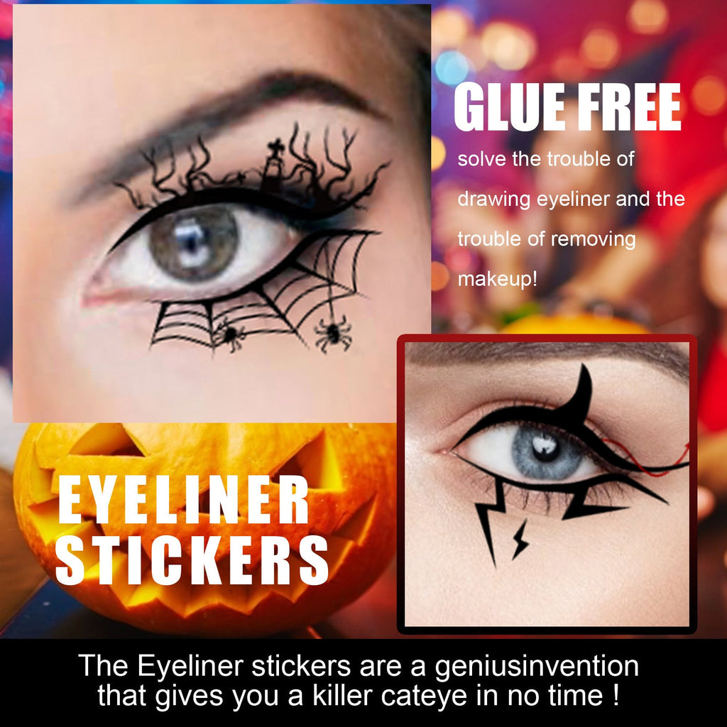 Spooky Bat & Spider Web Eyeliner Stickers