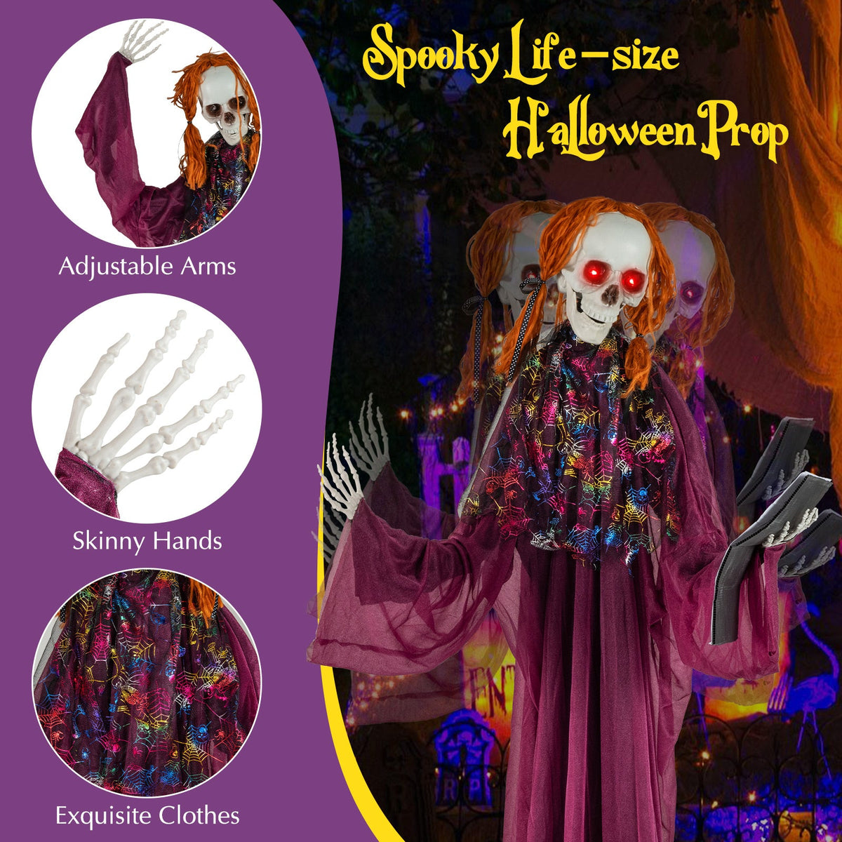 Spooky 6ft Towering Haunted Schoolgirl Prop