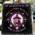 Spooky "Check Ya Energy" Custom Witch Fleece Blanket