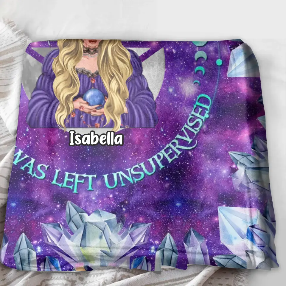 Spooky "In My Defense" Custom Witch Fleece Blanket
