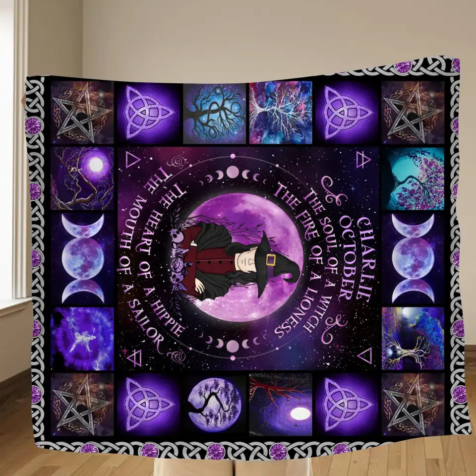 Spooky "Check Ya Energy" Custom Witch Fleece Blanket