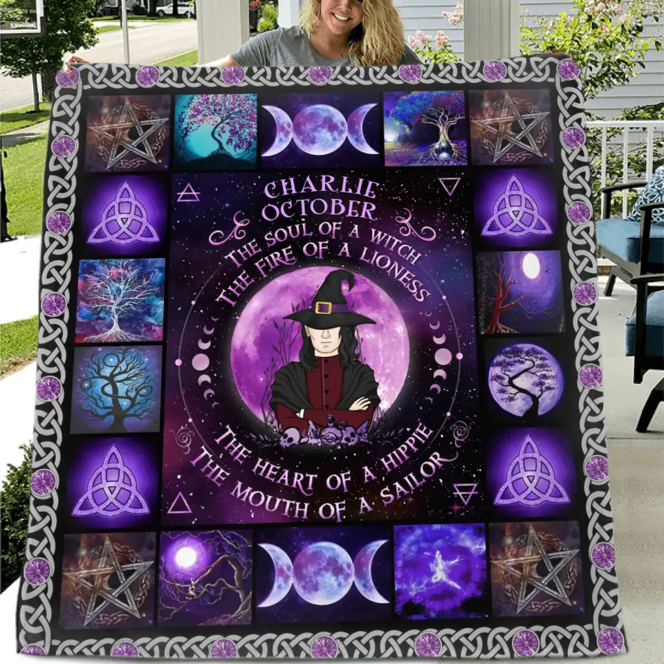 Spooky "Check Ya Energy" Custom Witch Fleece Blanket
