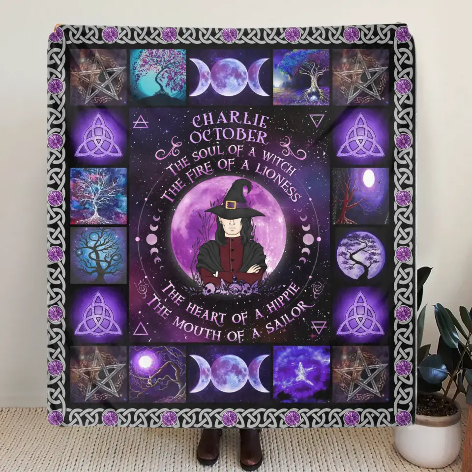 Spooky "Check Ya Energy" Custom Witch Fleece Blanket