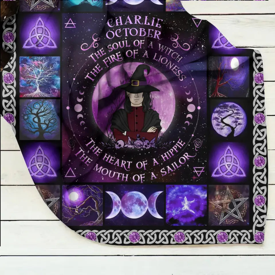 Spooky "Check Ya Energy" Custom Witch Fleece Blanket