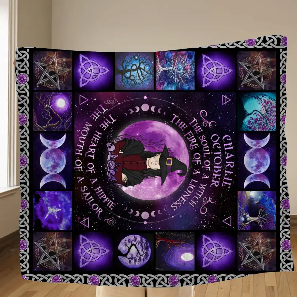 Spooky "Check Ya Energy" Custom Witch Fleece Blanket