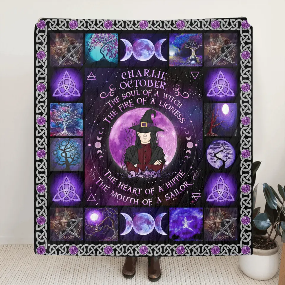 Spooky "Check Ya Energy" Custom Witch Fleece Blanket