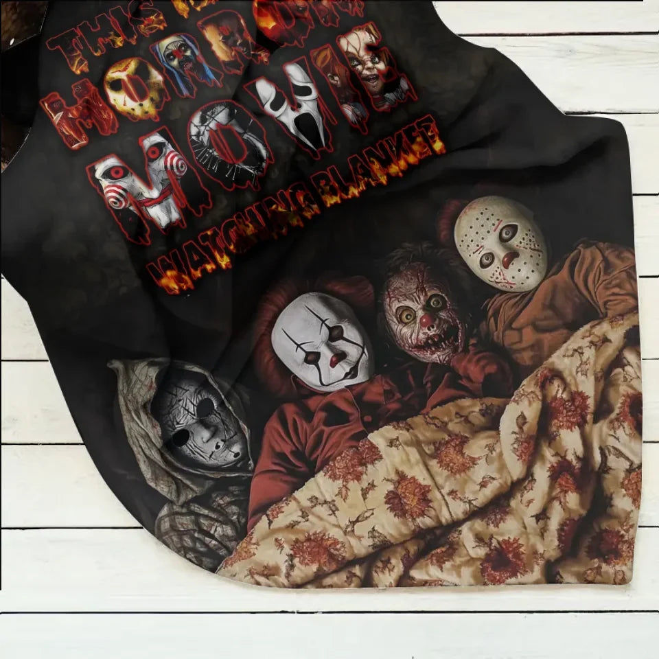 Spooky "Horror Movie Watching Blanket" Custom Fleece Throw