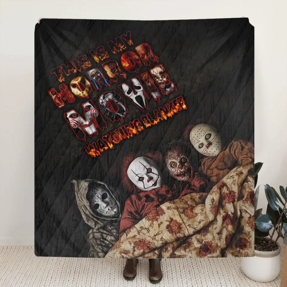 Spooky "Horror Movie Watching Blanket" Custom Fleece Throw