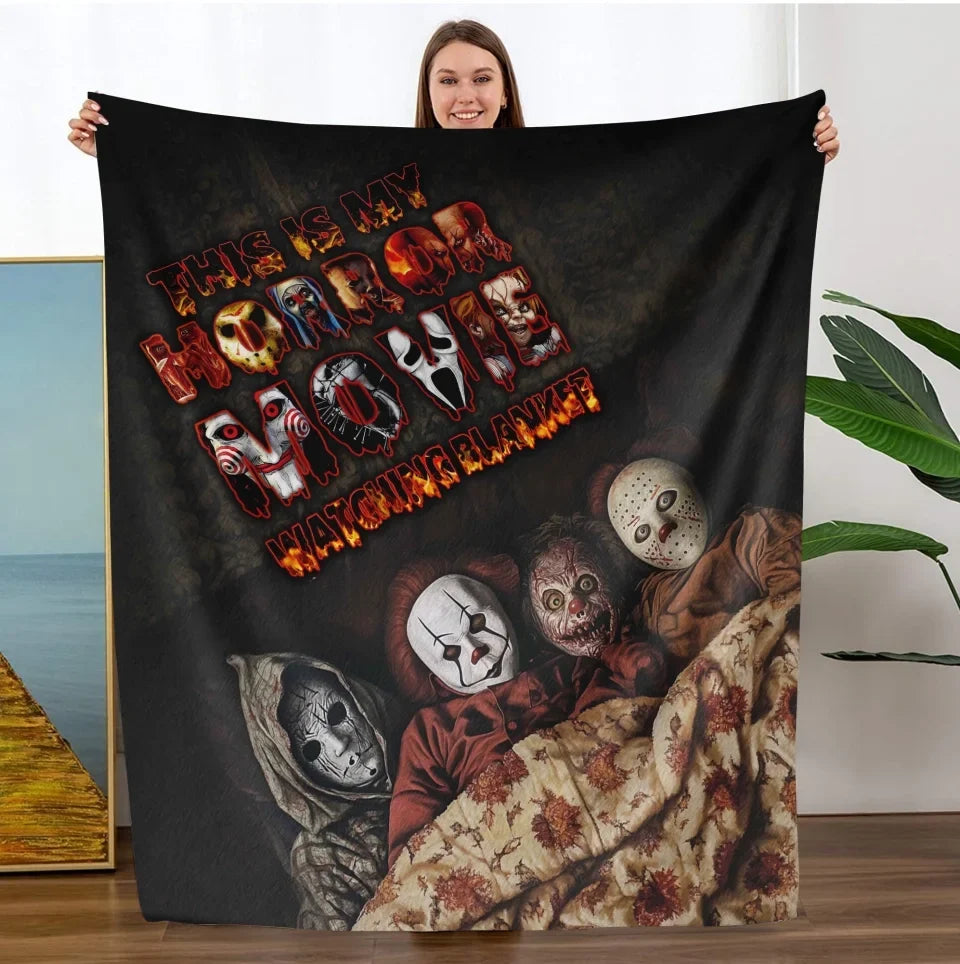 Spooky "Horror Movie Watching Blanket" Custom Fleece Throw