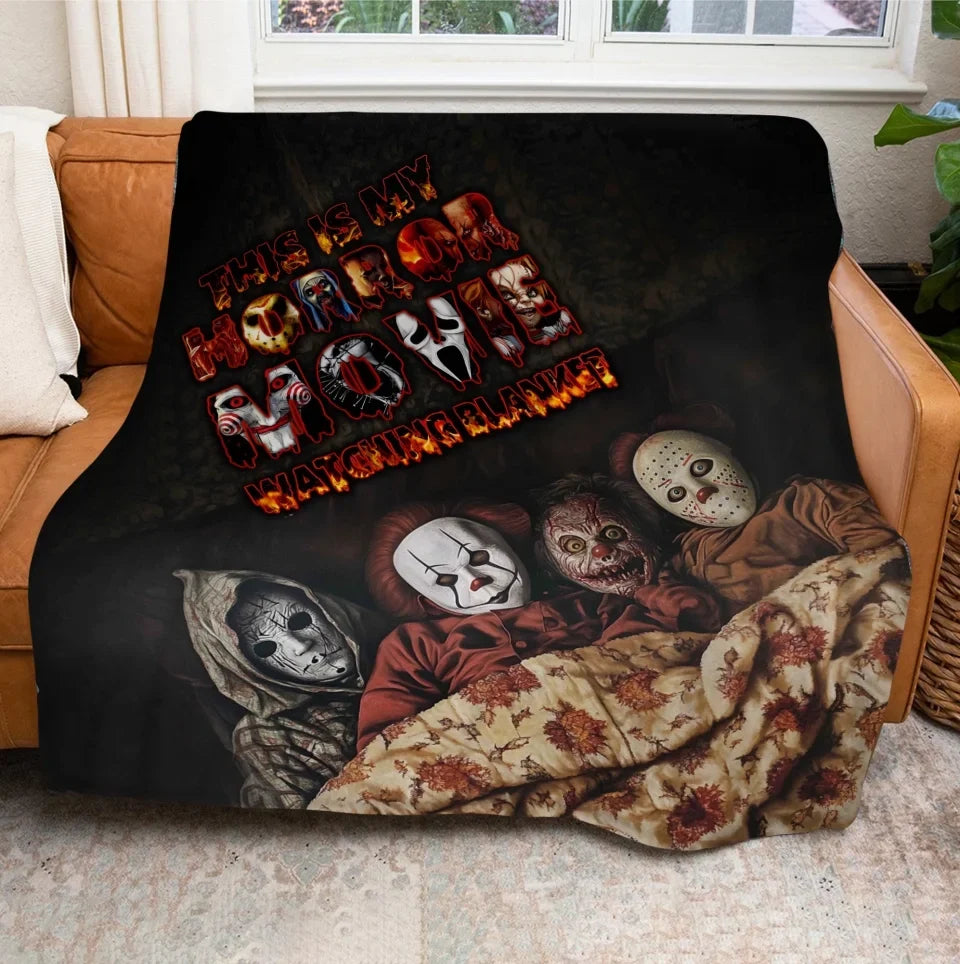 Spooky "Horror Movie Watching Blanket" Custom Fleece Throw