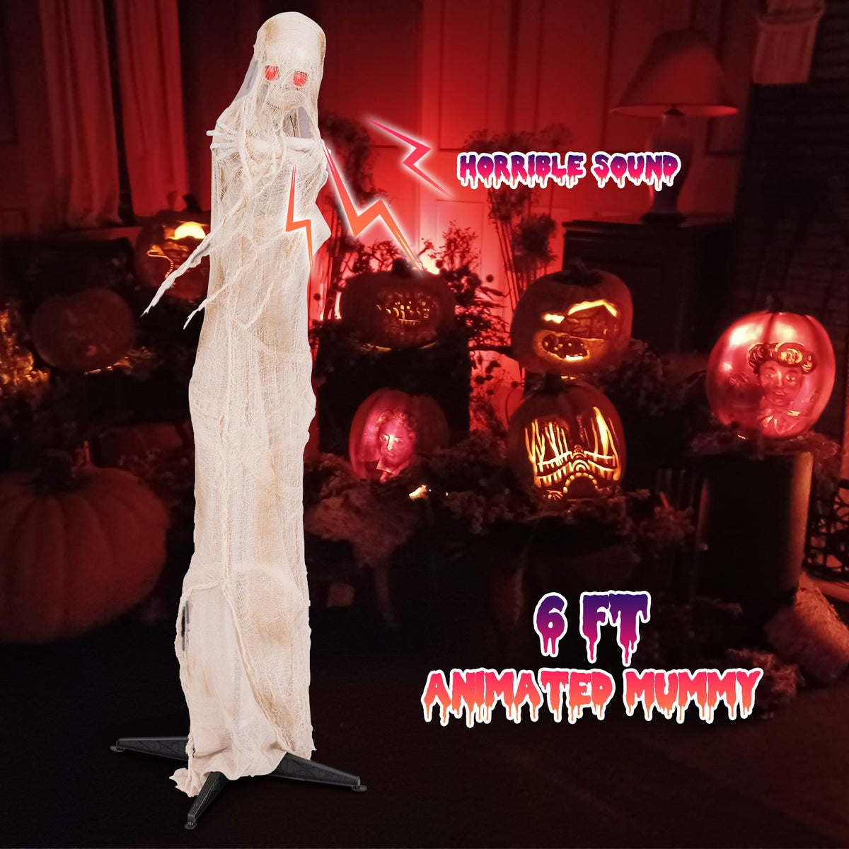 Spooky 6ft Animated Crypt Mummy Animatronic