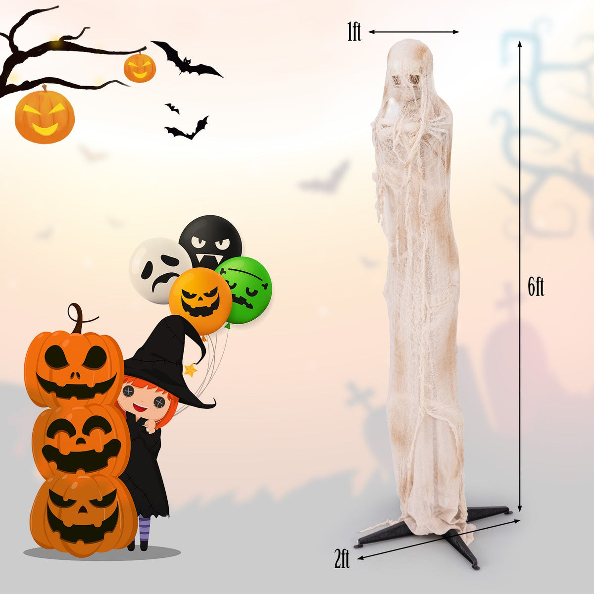 Spooky 6ft Animated Crypt Mummy Animatronic