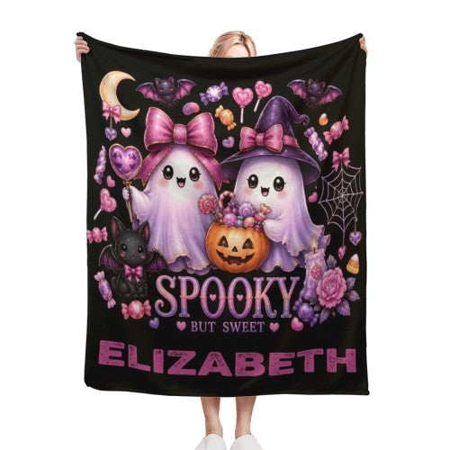 Spooky "Kawaii Ghost" Custom Personalized Blanket