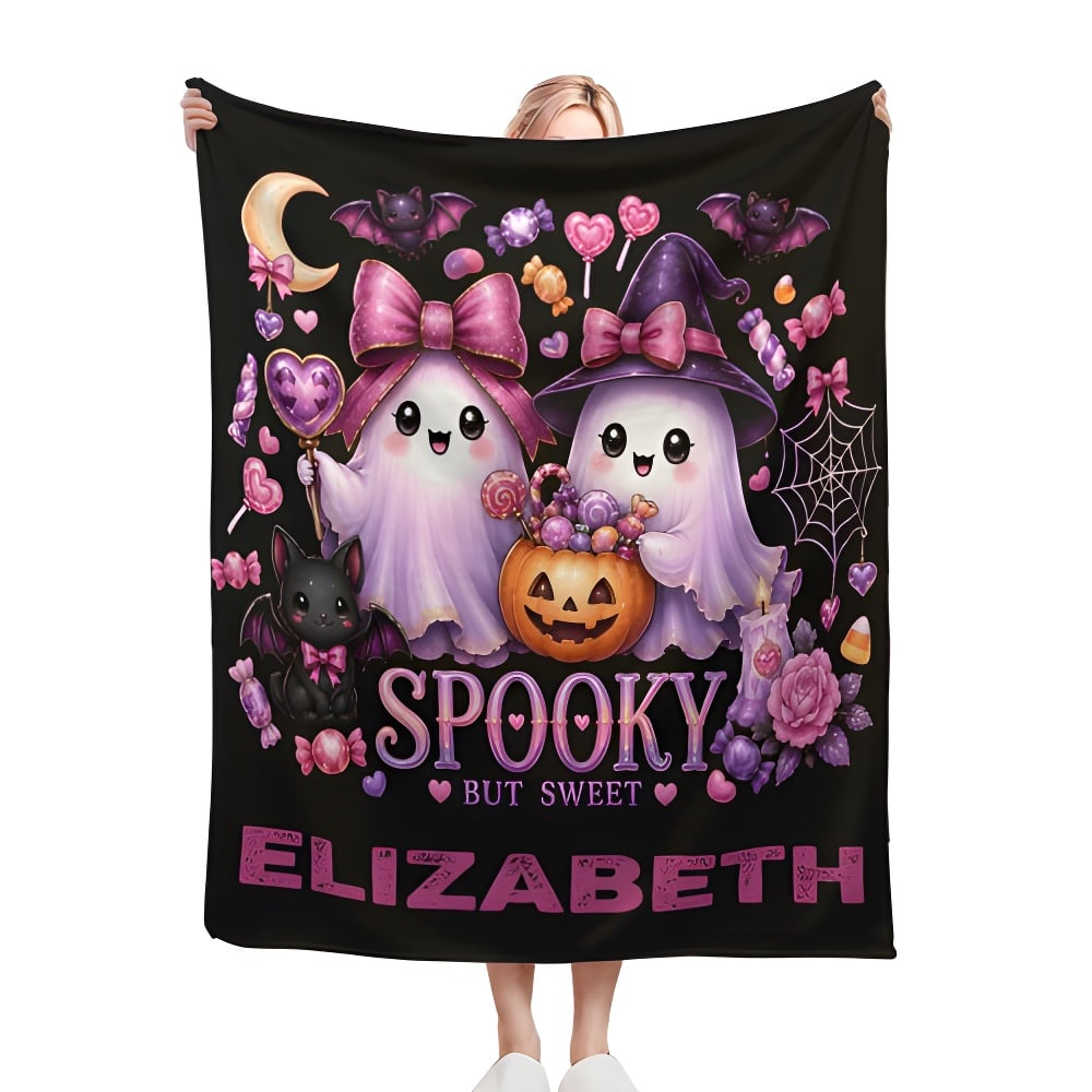 Spooky "Kawaii Ghost" Custom Personalized Blanket